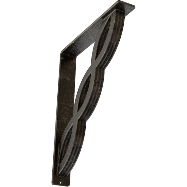 Ekena Millwork Loera Wrought Iron Bracket, (Triple center brace), Antiqued Warm Silver 2"W x 12"D x 15"H BKTM02X12X15TLOAWS - main